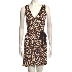 Diane Von Furstenberg Silk Wrap Dress V-Neck Sleeveless Wm Sz 8 EUC